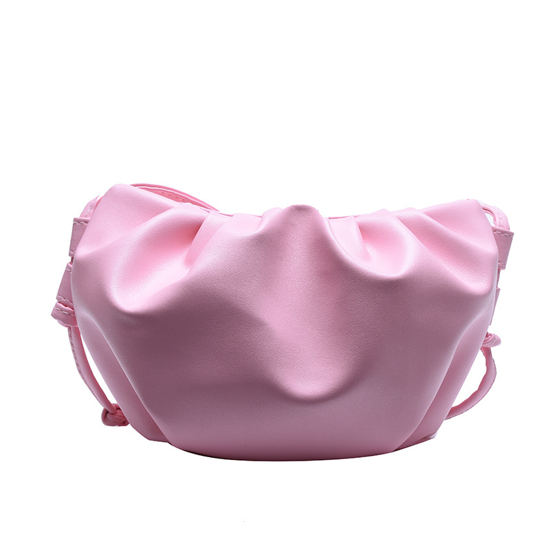 Hylhexyr petit sac Mini sac à main femmes sacs à bandoulière plissé nuage fourre-tout: Rose