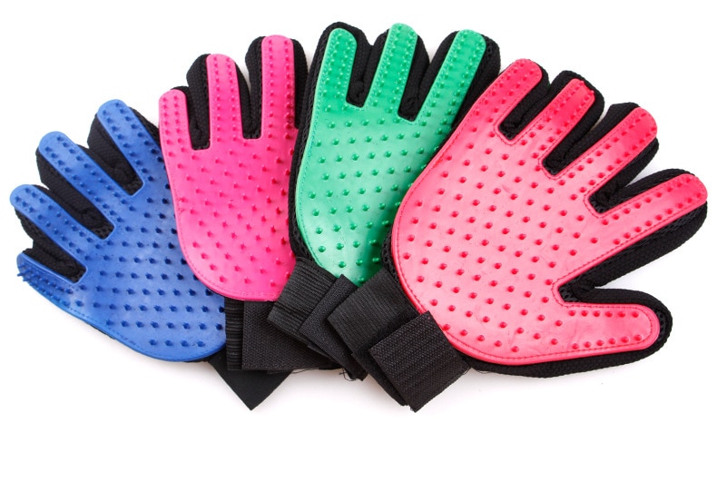 Guante de silicona para quitar el pelo de perro, peine de uso suave para mascotas, guantes para aseo, peine de limpieza para el cabello, proveedor eficiente de mascotas para masaje