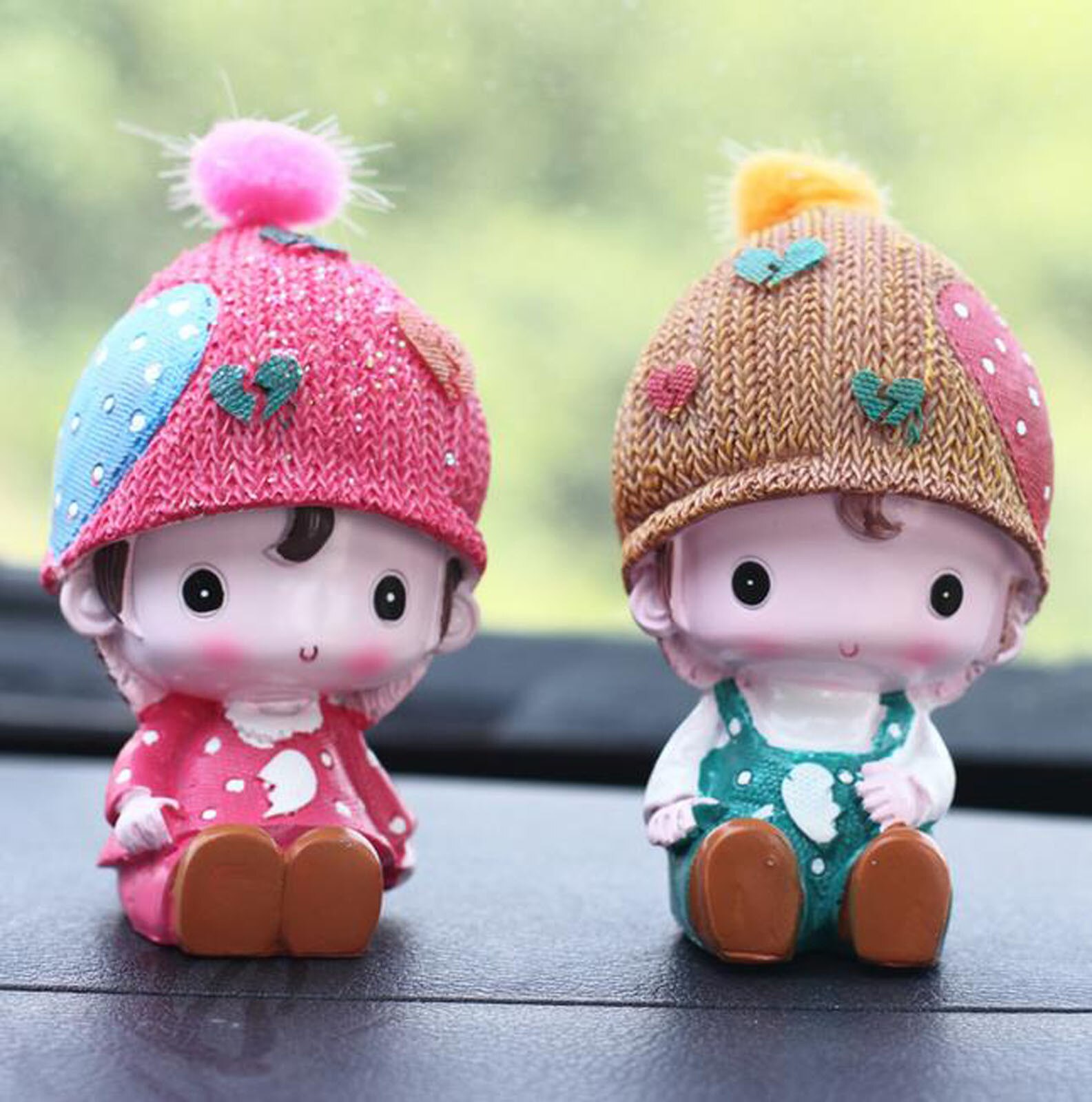 4 # Wishing Paar Beeldjes Leuke Auto Pop Ornamenten Auto-interieur Decoraties Beeldjes Miniaturen Beste Voor Uw Liefhebbers: F