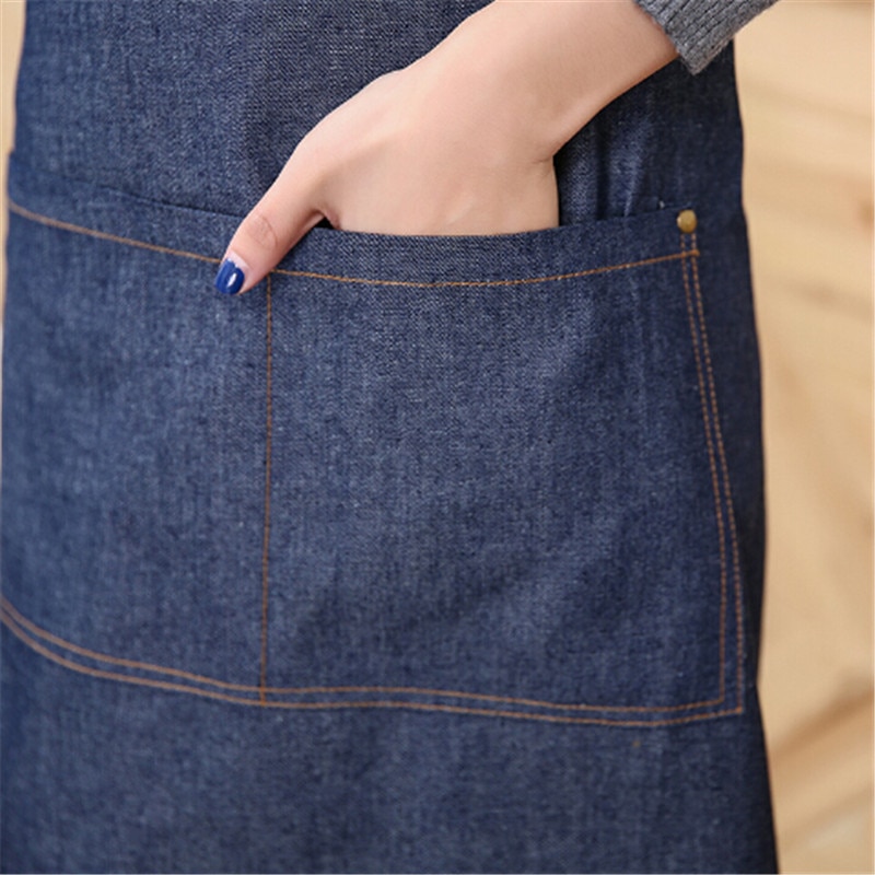 kitchen Denim work Apron unisex for cooking apron for Woman man Cowboy Antifouling Chef Cooking pinafore Delantal Tablier
