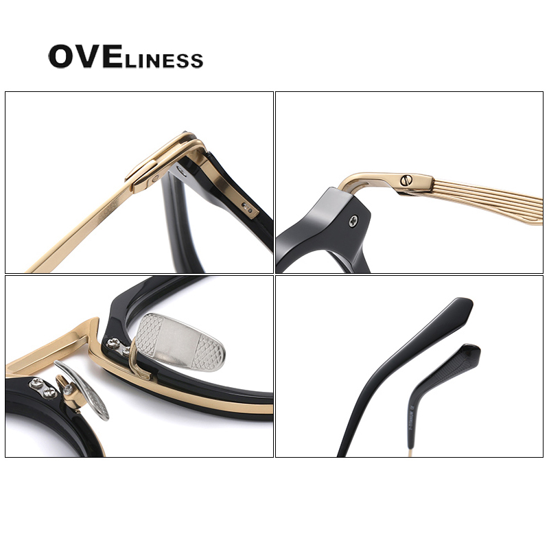 Montura de gafas de acetato de titanio 2025 para hombre, monturas de gafas graduadas cuadradas Vintage para mujer, gafas ópticas para hombre