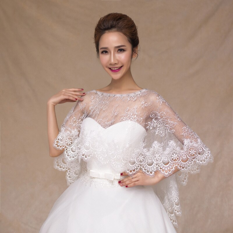 frauen Elegante Elfenbein Spitze Braut Bolero Hochzeit Zubehör Braut Jacken Braut Wraps für Sommer