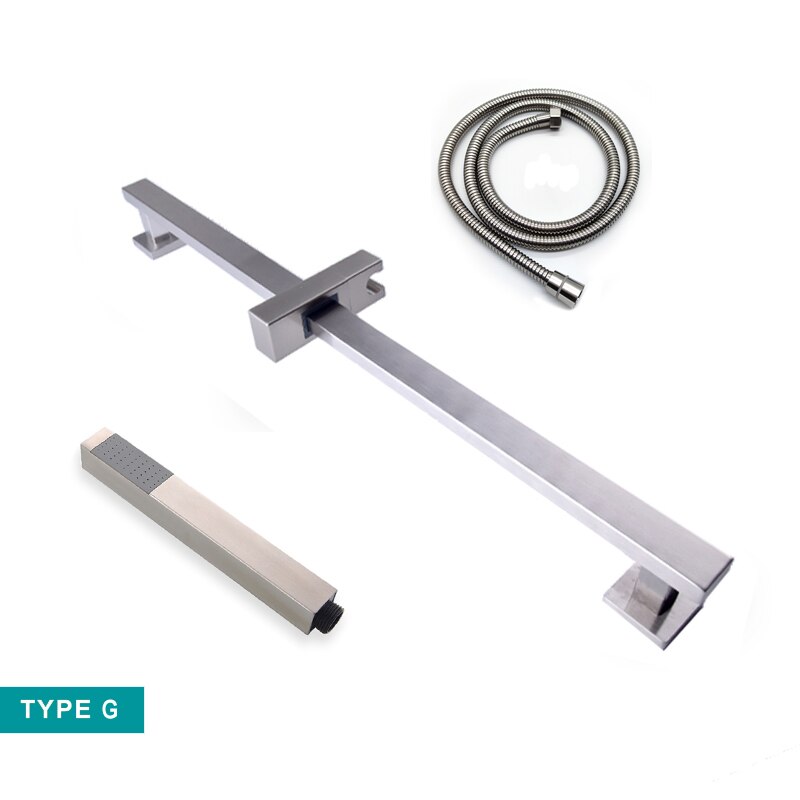 Shower Column Sliding Bar Set Matt Stainless Steel Movable Adjustable Wall Mounted with Bracket Holder Shower Bar