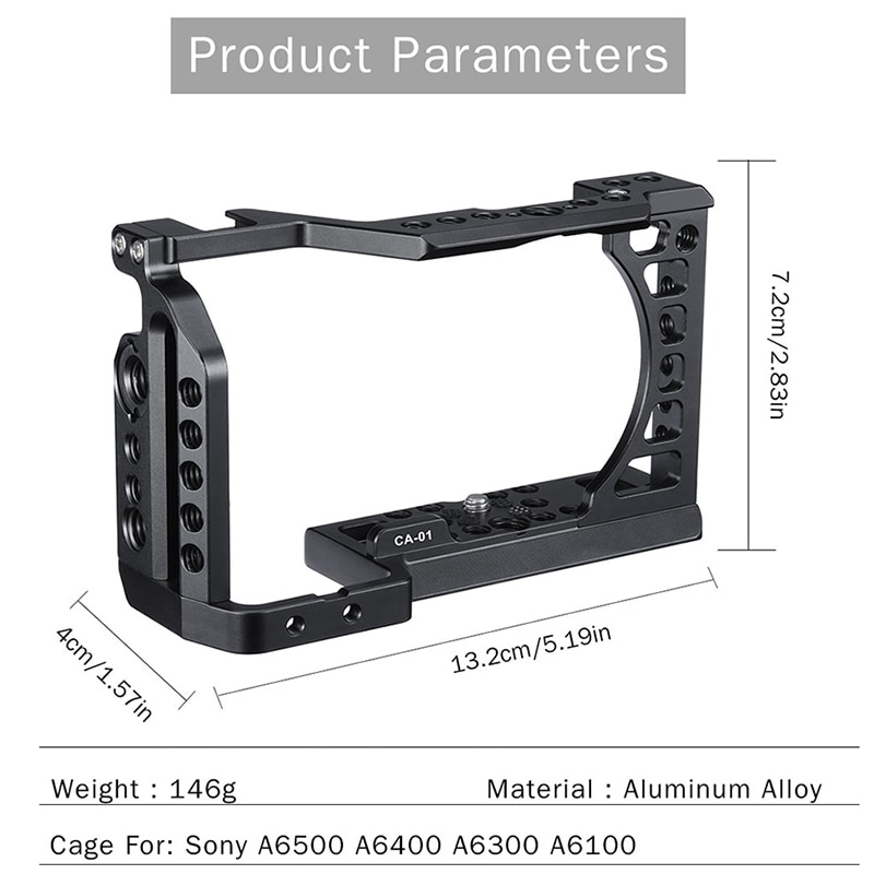 IG-photographie caméra Cage Film vidéo Film faisant stabilisateur 1/4 pouces vis froid chaussure montage pour Sony A6500/A6400/A6300/A6100 Ca