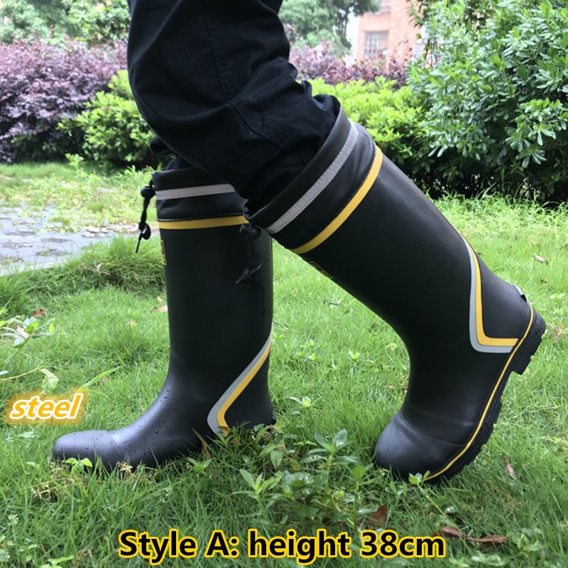 Steel Toe Anti-puncture Rubber Waterproof Boots Safety Non-slip Rain Water Shoes Men Aqua Wader Fishing Garden Car Wash Farm Mud