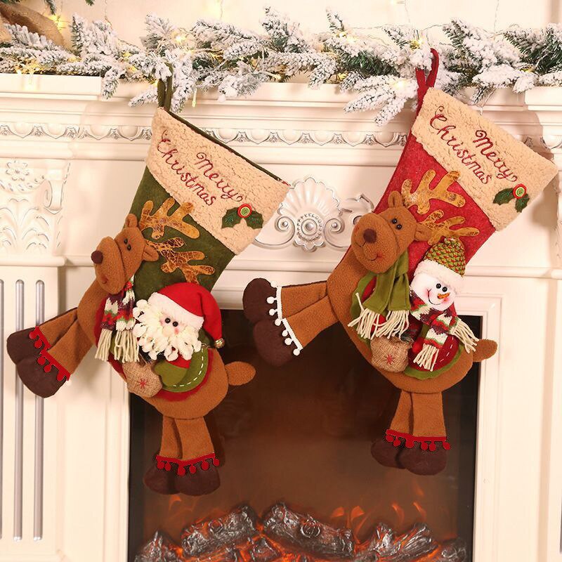 1Pc Kerst Sokken Bags Kerst Decoraties En Decoraties Kerst Rijden Herten Sokken Snoep Sokken Decoratie