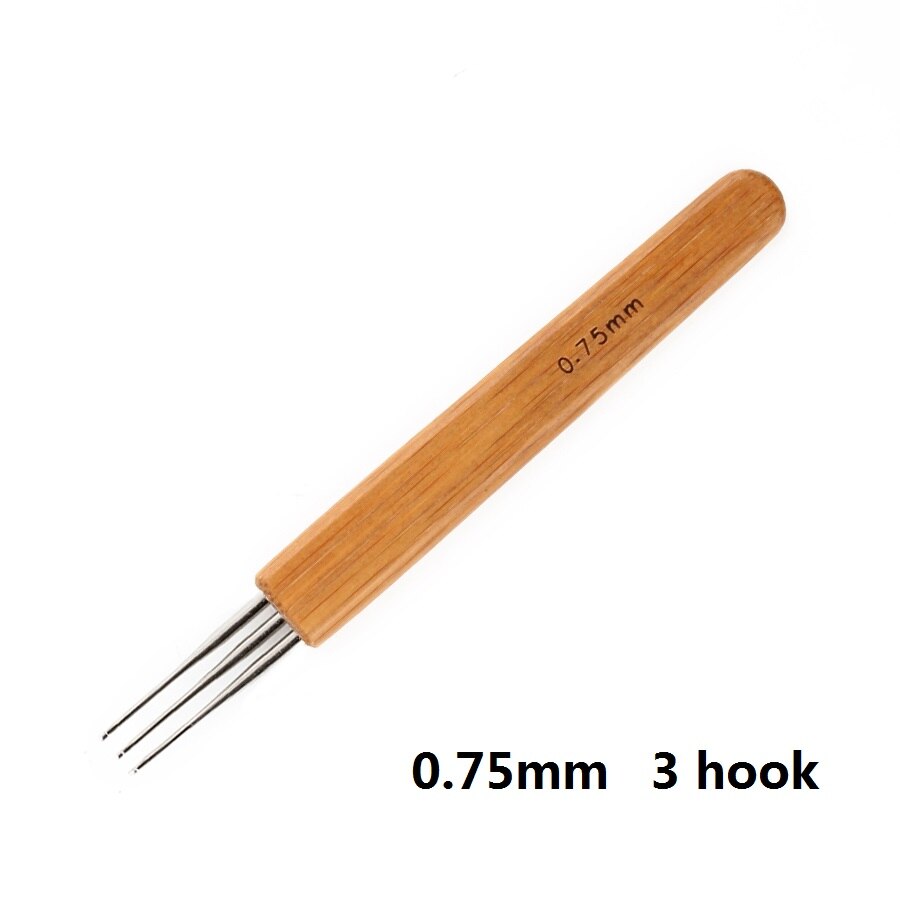 0.75Mm Crochet Hooks Dreadlock Hair Braids Needle Single Double Hook Crochet Tools Bamboo Handle Crochet Needles For Braid Craft: 0.75mm3hook