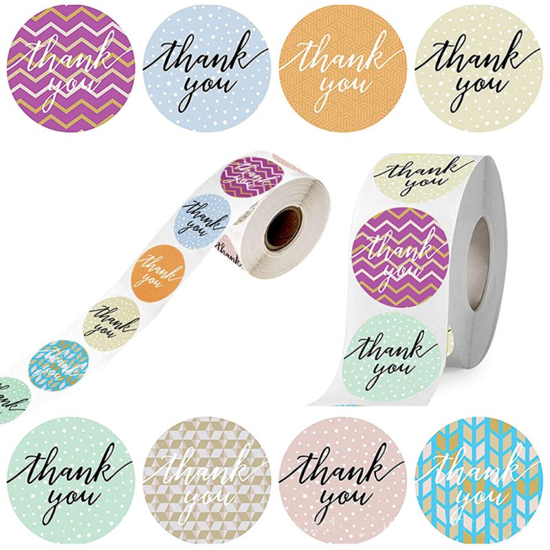 Sello de pegatinas Thank You de 8 estilos 100 Uds para la etiqueta pequeña de la papelería de la boda de la tienda