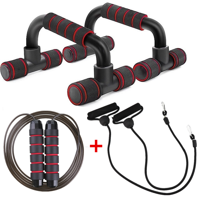 Push Up Stand Portable Fitness Equipment Rack Gym Sport Bodybuilding Exercise At Home Calisthenics Horizontal Bar Push-ups Board: Red jumpull rope