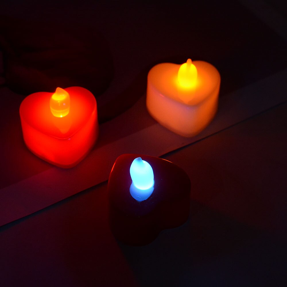 10PCS heart style Candle Small LED Durable Indoor Candle Lamp Candle Lantern Halloween Christmas Party Decoration