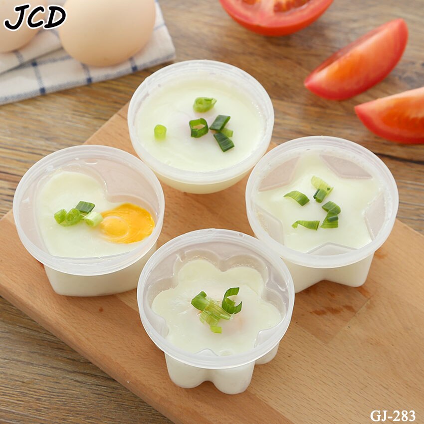 JCD 4 pièces/ensemble – ensemble de cuisson d'œufs en plastique, mignon, chaudière à œufs, outils de cuisine, moule à œufs avec couvercle, brosse, crêpière