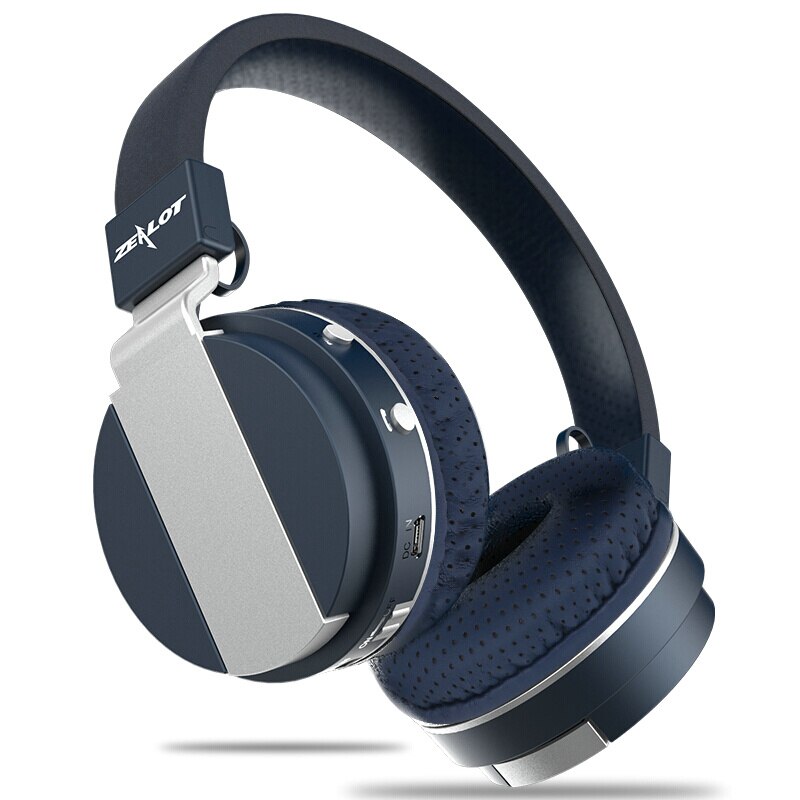 ZEALOT B17 Wireless Bluetooth Headphone Super Bass Stereo Headset FM Radio TF Card Play With Microphone: Blue