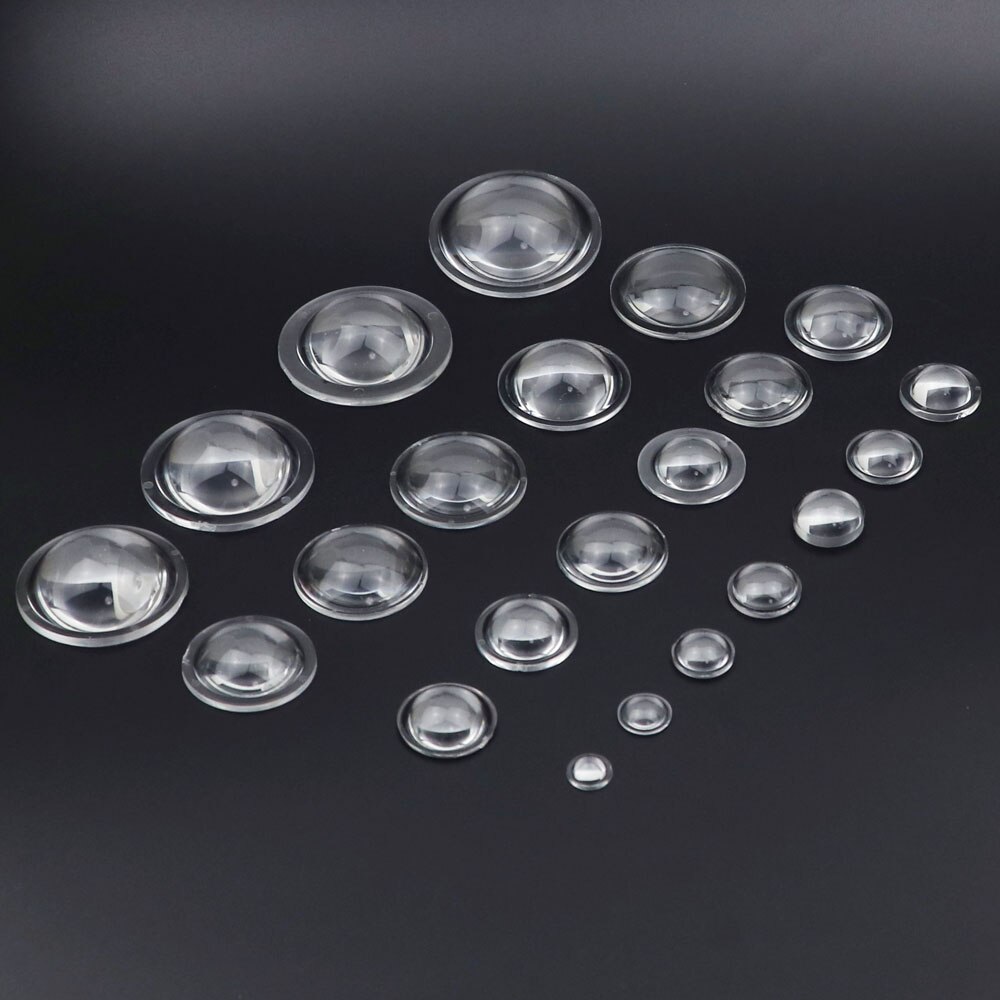 Lente de enfoque acrílico convexo PMMA Plano para linterna de bicicleta, foco de luz, 10, 15, 18, 20, 23, 25, 28, 29, 30, 32, 33, 35, 42mm