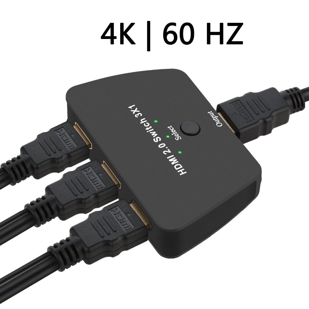 HDMI 2.0 Switch 3X1, 18 Gbps 3 Port HDMI 2.0 Selector 4 K x 2 K Switch Box met Hoge Resolutie, hoge Snelheid 3D Hdmi-poort Switch