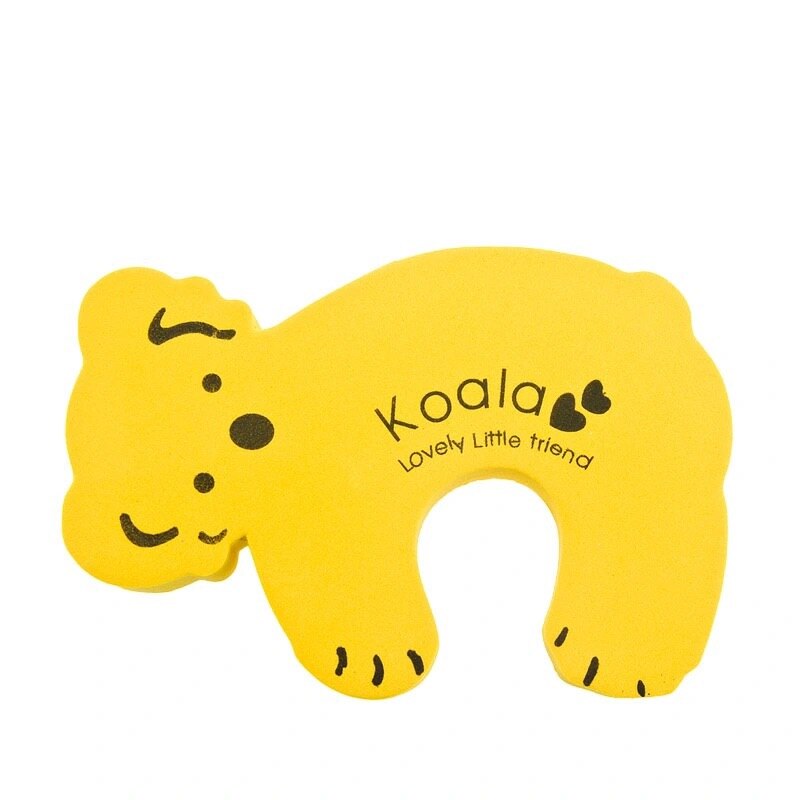 Mignon dessin animé Animal en plastique bouchon de porte Non-poinçon antichoc Anti-pincement mur Protection arrêt de porte Crash Pad: Yellow Koala