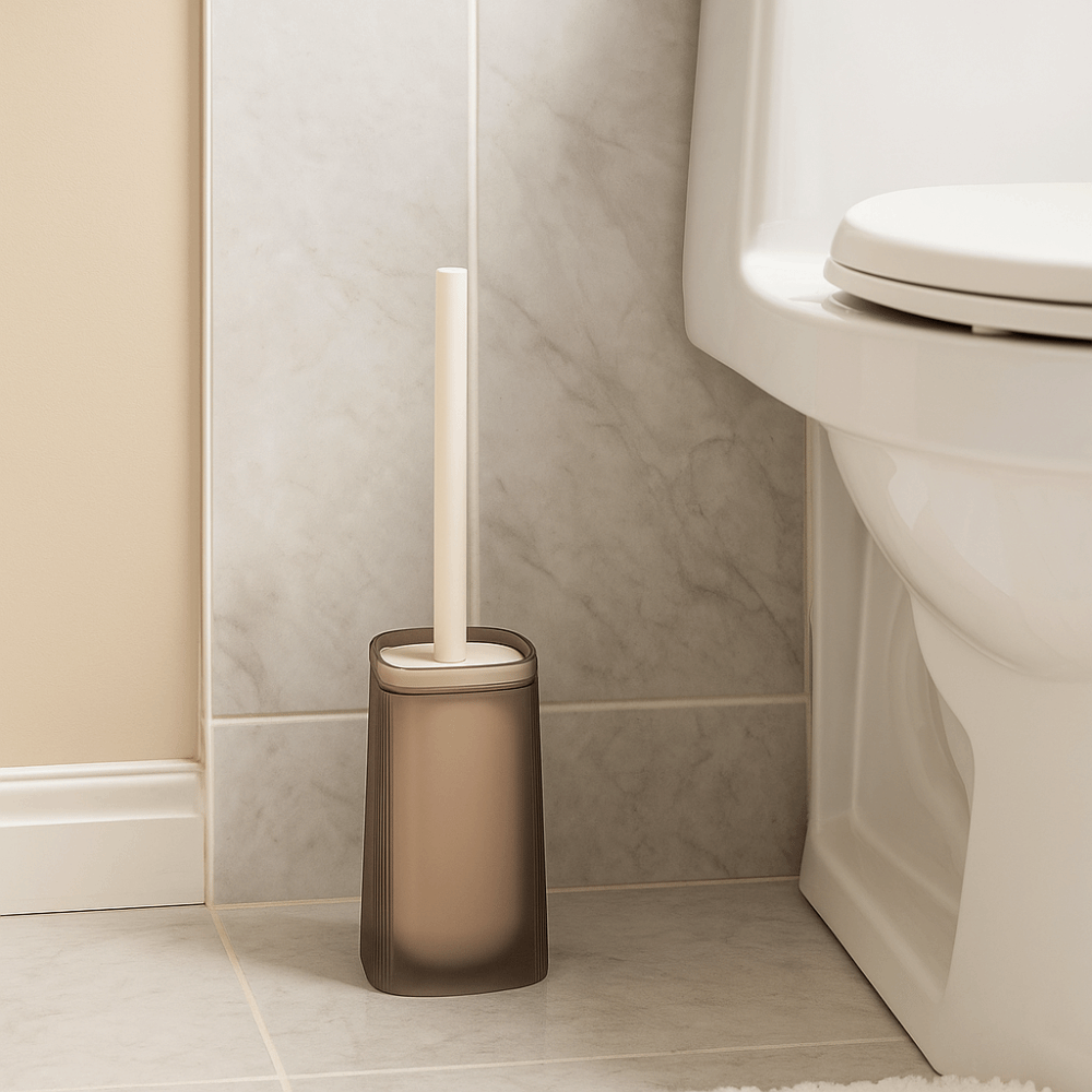 Praktisk toalettbørste med langt skaft i plast, ingen døde vinkler, toalettskrubber, avtakbart børstehode, toalettrengjøringsverktøy, toalett