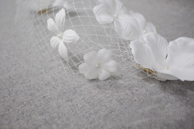 Encantadores accesorios para el cabello de novia de tul Vintage flores perlas niñas pelo cara velo con peine para las señoras accesorios de S805
