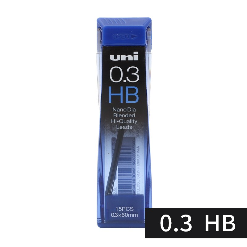 1pcs Japan UNI Mechanical Pencil Lead Core 0.3mm Lead 0.3-202ND Nano Dia Blended Hi Leads Mechanical Pen Refill: 0.3-HB