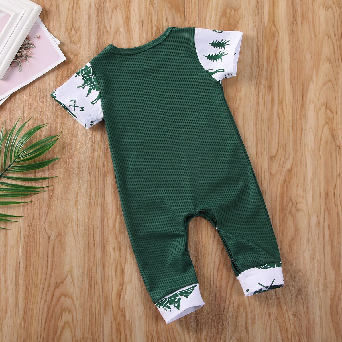 0-18M Summer Infant Kids Baby Boys Girls Rompers Pattern Print Short Sleeve Pocket Jumpsuits Clothes