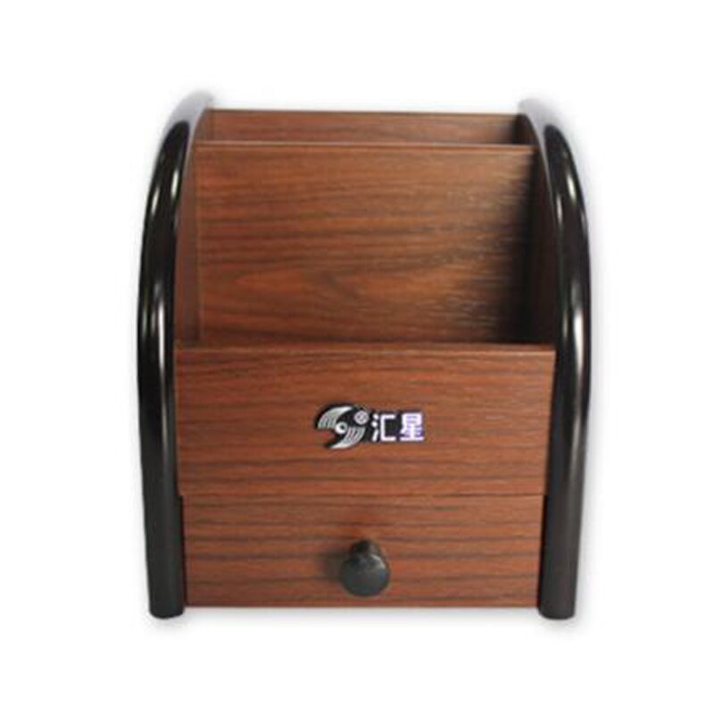 Wooden Pen Holder Stationery Holder Pen Pots Desk Organizer Pencil Stands Office Desk Accessories with Small Drawer