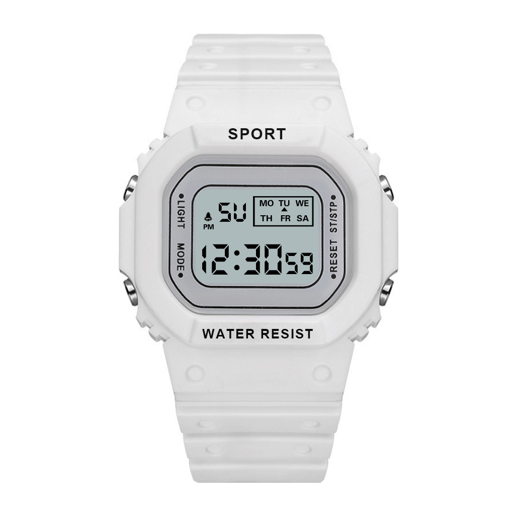 YIKAZE LED Digital Watches for Boys and Girls Transparent Strap Student Electronic Watch Waterproof Alarm Clock Kids Sport Watch: grey