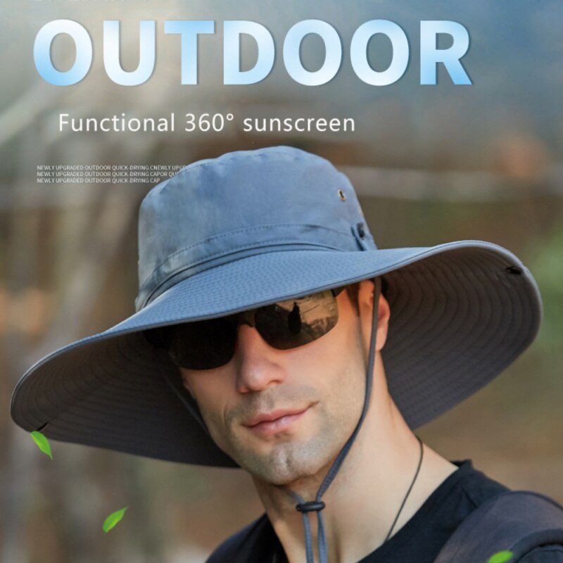 Summer Breathable Sunscreen Hats Outdoor Wide Brim Bucket Hats For Fishing Sun Protection 50+UPF Bora Boonie Hat Outdoor tool