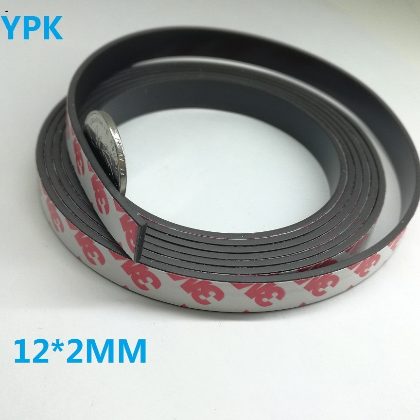 1 Meter Rubber Strip Magneet 12*2mm zelfklevende Flexibele Magnetische Strip Rubber Magneet Tape 12*2 MM