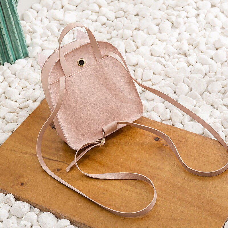 nouvelle femmes sac à dos femmes mignon chat oreille sacs solide concepteur Style sac à bandoulière dames avec oreille en cuir PU