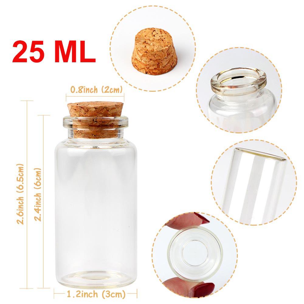 25ml mini glasflaska med kork klar önskan flaska hängande dekoration bröllop mittpunkt gynnar glasflaska burk bröllopsinredning