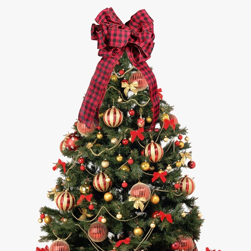 Kerst Plaid Bows Decoratieve Bogen Voor Xmas Tree Home Decor 57BB