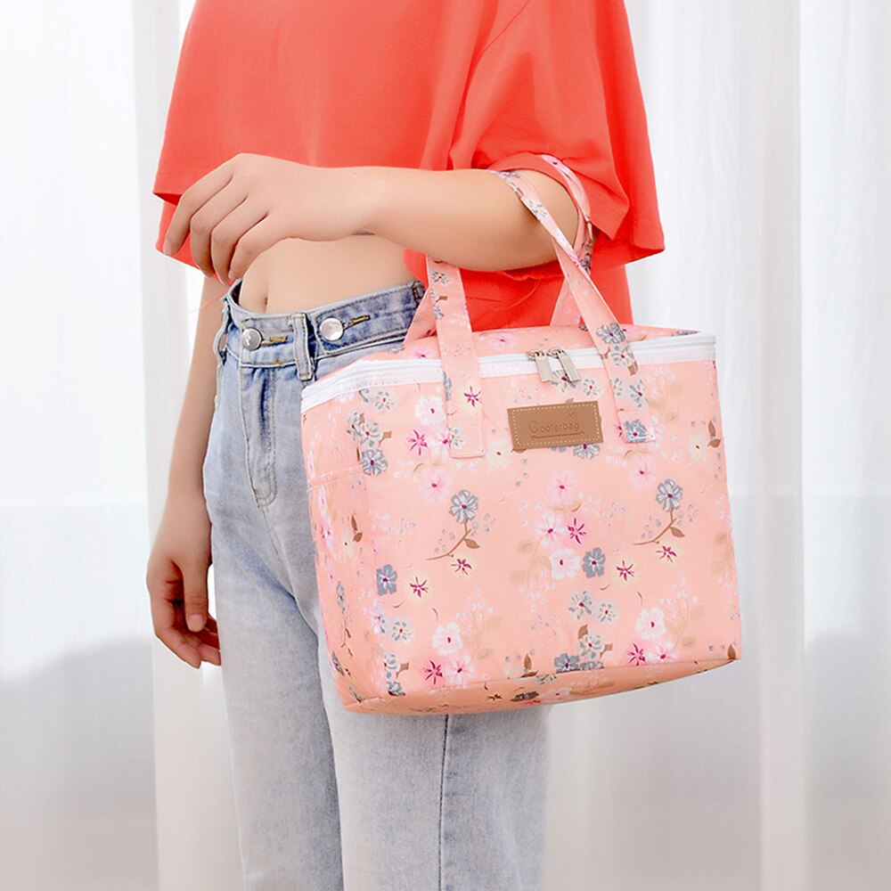 Functional Pattern Cooler Lunch Box Portable Insulated Canvas Lunch Bag Thermal Food Picnic Lunch Bags For Women Kids Handbags