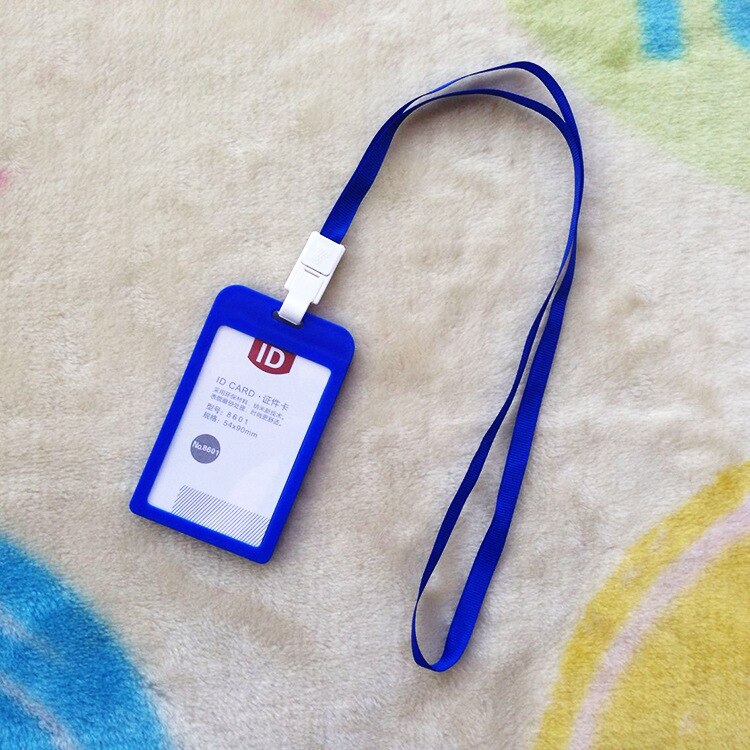 Candy Colors Credit Card Holders Bus ID Holders Card Neck Strap Card Name Women Men Bank Identity Badge With Lanyard: Dark Blue