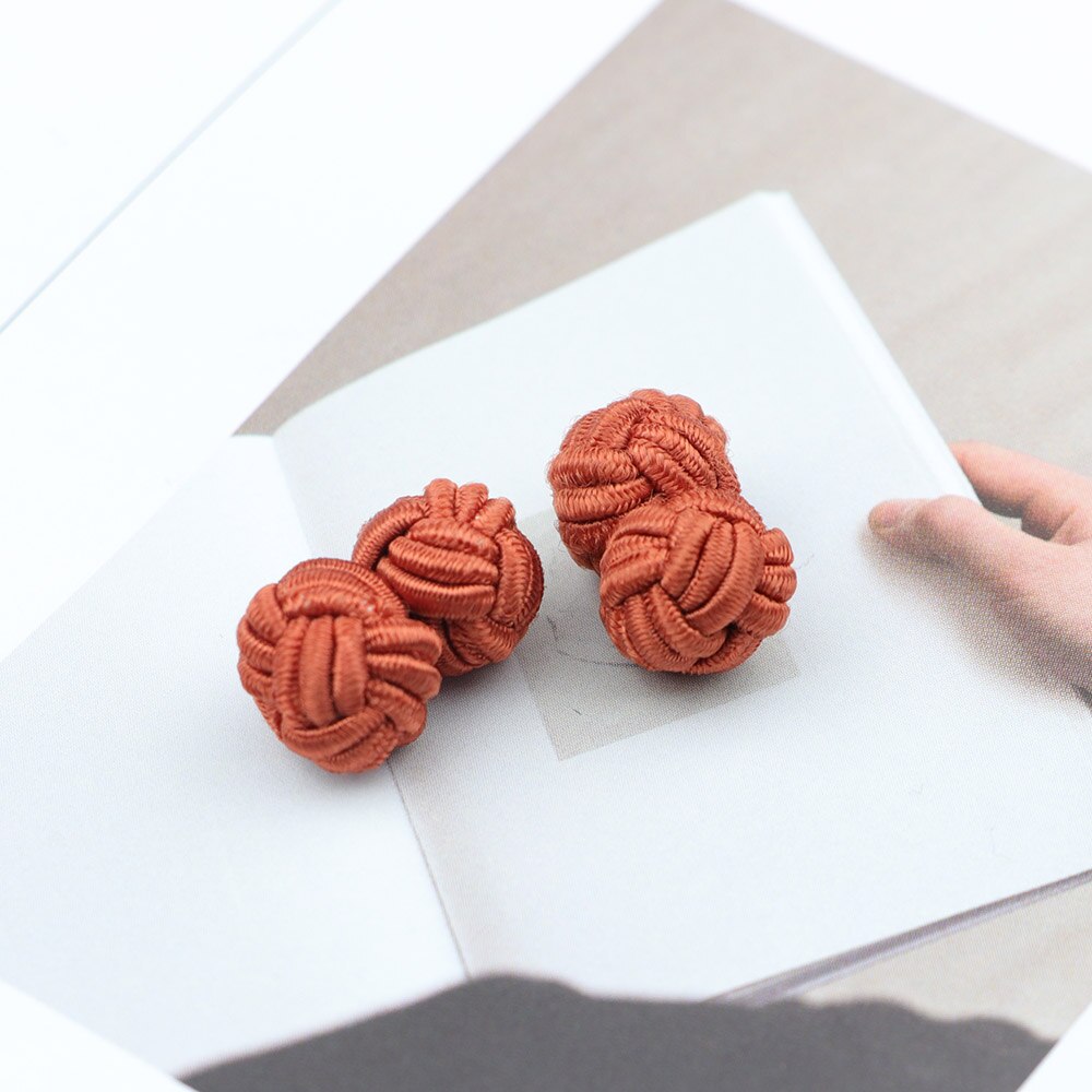 Gemelos con nudo de seda para hombre, gemelos con nudo de seda en colores sólidos, DIY, trenzado, hecho a mano, cuerda doble elástica, manguito de bola, de Novela: 11