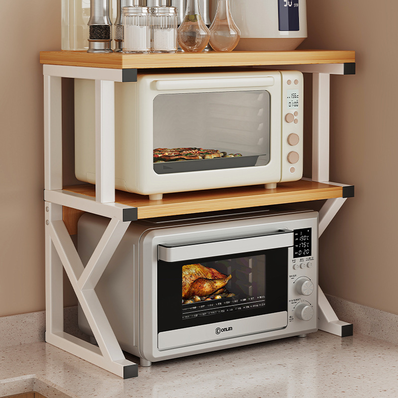 2/3Layer Microwave Rack Pot Racks Household Multi-Layer Countertop Storage Oven Shelves Kitchen Seasoning Organizer Accessories
