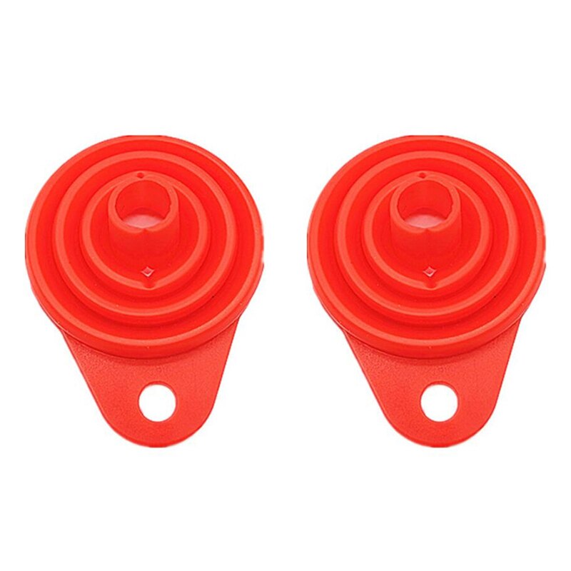 2Pcs Siliconen Vouwen Telescopische Lange Nek Trechter Creatieve Huishoudelijke Vloeibare Doseren Mini Trechter Keuken Gereedschap Opvouwbare: 2pcs Red