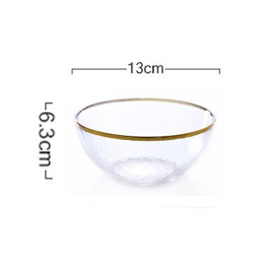 Fashion gold rim glass dinner plate transparent Dessert bowl Western dish  creative salad tray fruit plate dinnerware sets