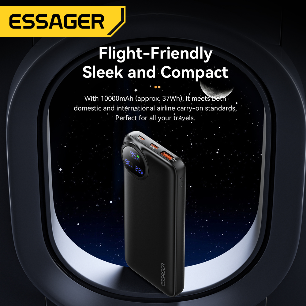 Essager 20000mAh banco de energía portátil con 2 Cables 22,5 W pantalla Digital Powerbank para iPhone 15 14 Samsung Huawei Power Bank