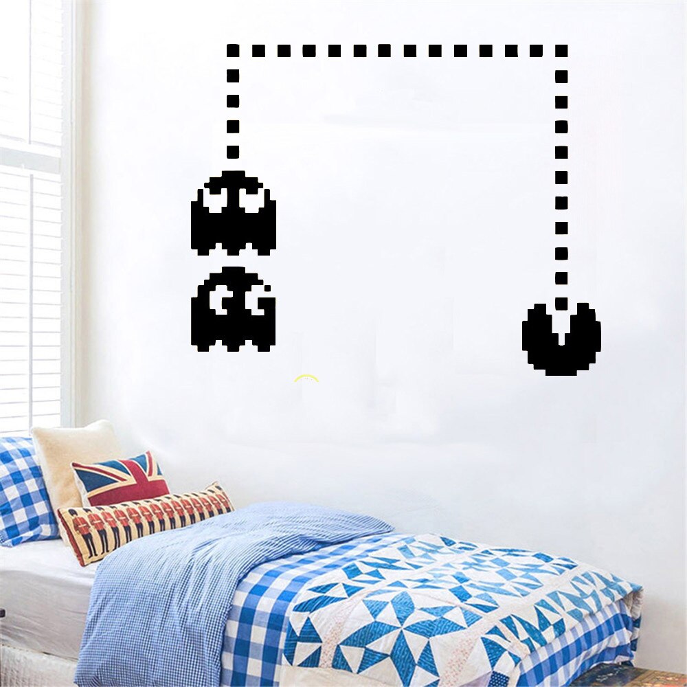 Cute Pacman Game Wall Stickers For Baby's Rooms Game Room Wall Art Sticker Murals Vinyl Art Sticker Waterproof ph489