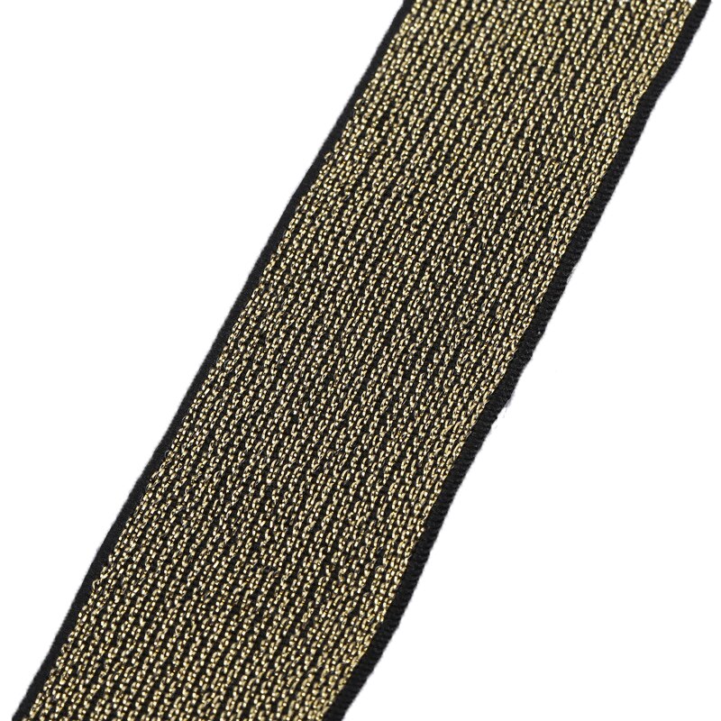Gold Silk Silver Flat Elastic Bands 10/15/25/40mm High-density Woven Rubber Band DIY Garment Trousers Sewing Accessories 1M: Black gold / 15mm