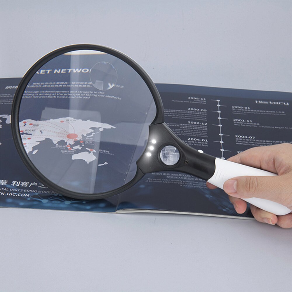 Magnifying Glass with LED Light Handheld Reading 137mm Large Magnifying Lens Loupe Glass Jewelry Inspection Handheld Tool