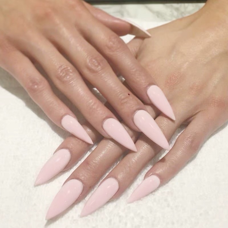 24 stks/set Ins Licht Roze Wees Minimalistische Valse Nagels Pre Korte Ronde Hoofd Volledige Cover Nail Tips Fnished nail Art