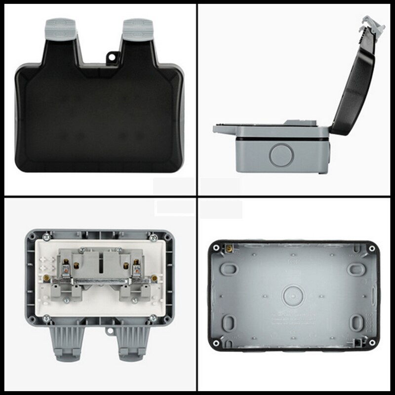2 Gang Weatherproof Outdoor Garden Plug Box Cover Power Electric Socket Switch Dust Proof Power Outlet Accessories