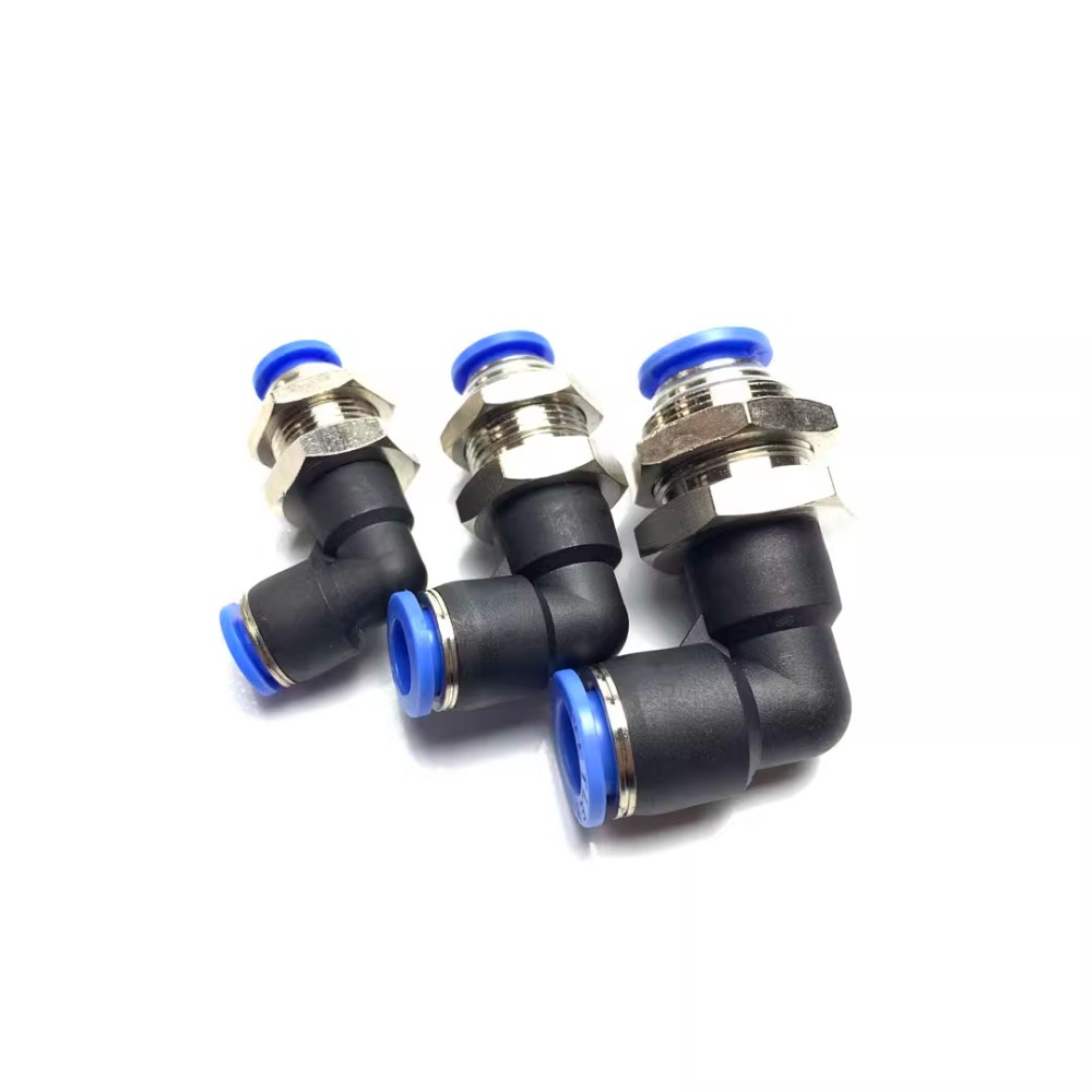 Elbow PLM 4 6 8 10 12 mm Tube Push In Connect Bulkhead Nickel Plated Brsss Pneumatic Air Fitting Connector Adapter
