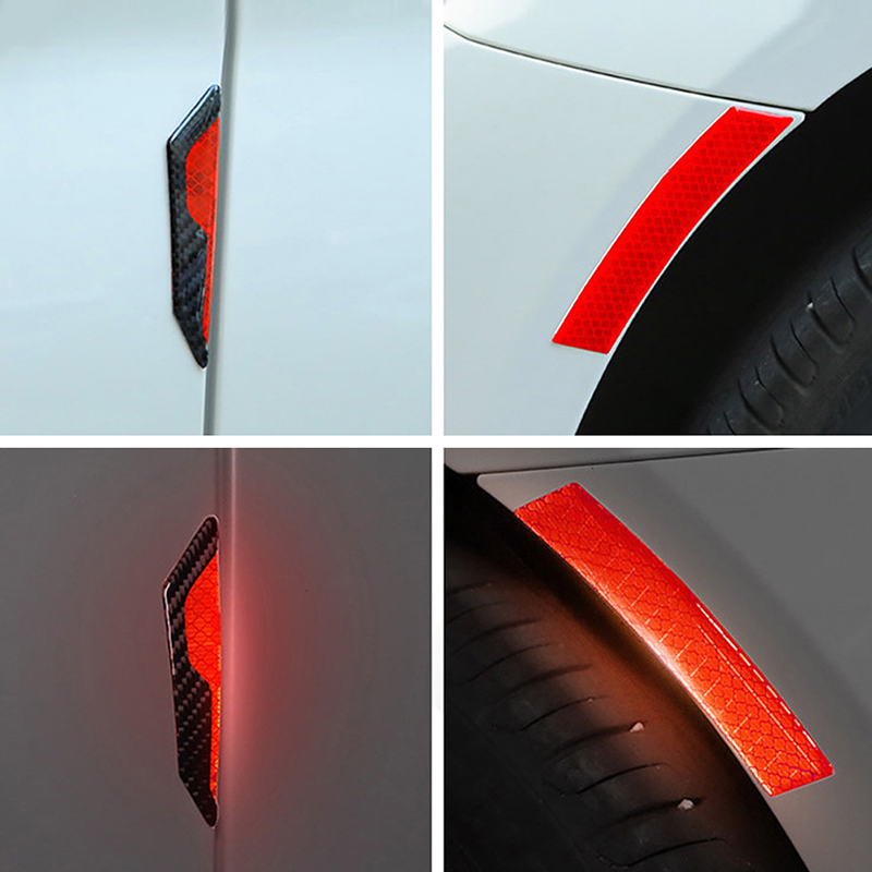 4 Uds. Pegatinas anticolisión para puerta de coche, pegatinas para el cuerpo, pegatinas de advertencia reflectantes, decorativas, resistentes a los arañazos, universales modificadas