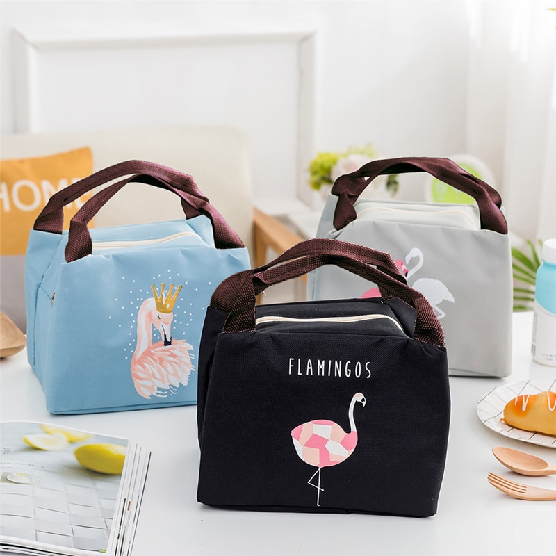 Flamingo Picnic Bag For Lunch Portable Fridge Bags Waterproof Thermal Food Warm Keeper Bag Outdoor Multifunction Insulated Tote