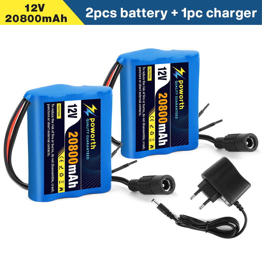 12V 20800mAh 100% nouvelle plaque de Protection 3S1P 12V 20.8Ah batterie 18650 Lithium ion DC 12.6V batterie Super Rechargeable + chargeur: Gris foncé