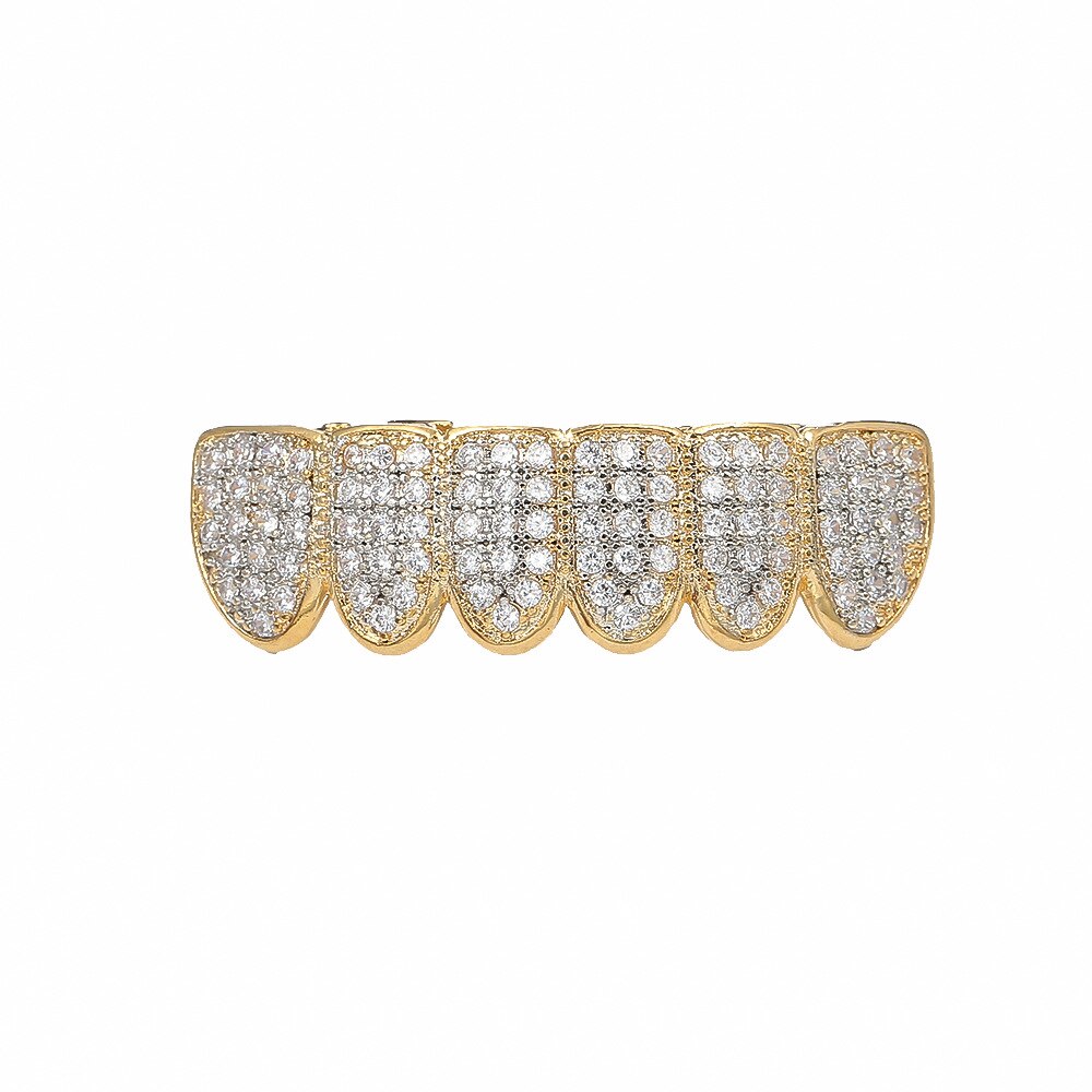 Bretels Cool Onregelmatige 8 Tanden Zirkoon Hip Hop Bretels Hiphop Halloween Punk Bretels: Golden lower teeth