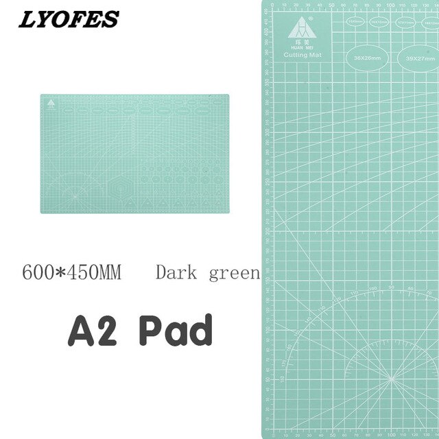 60 * 45cm A2 Cutting Board Grid Line Self-healing Cutting Board Craft Card Multi-color Double-sided Desktop Cutting Pad: light green