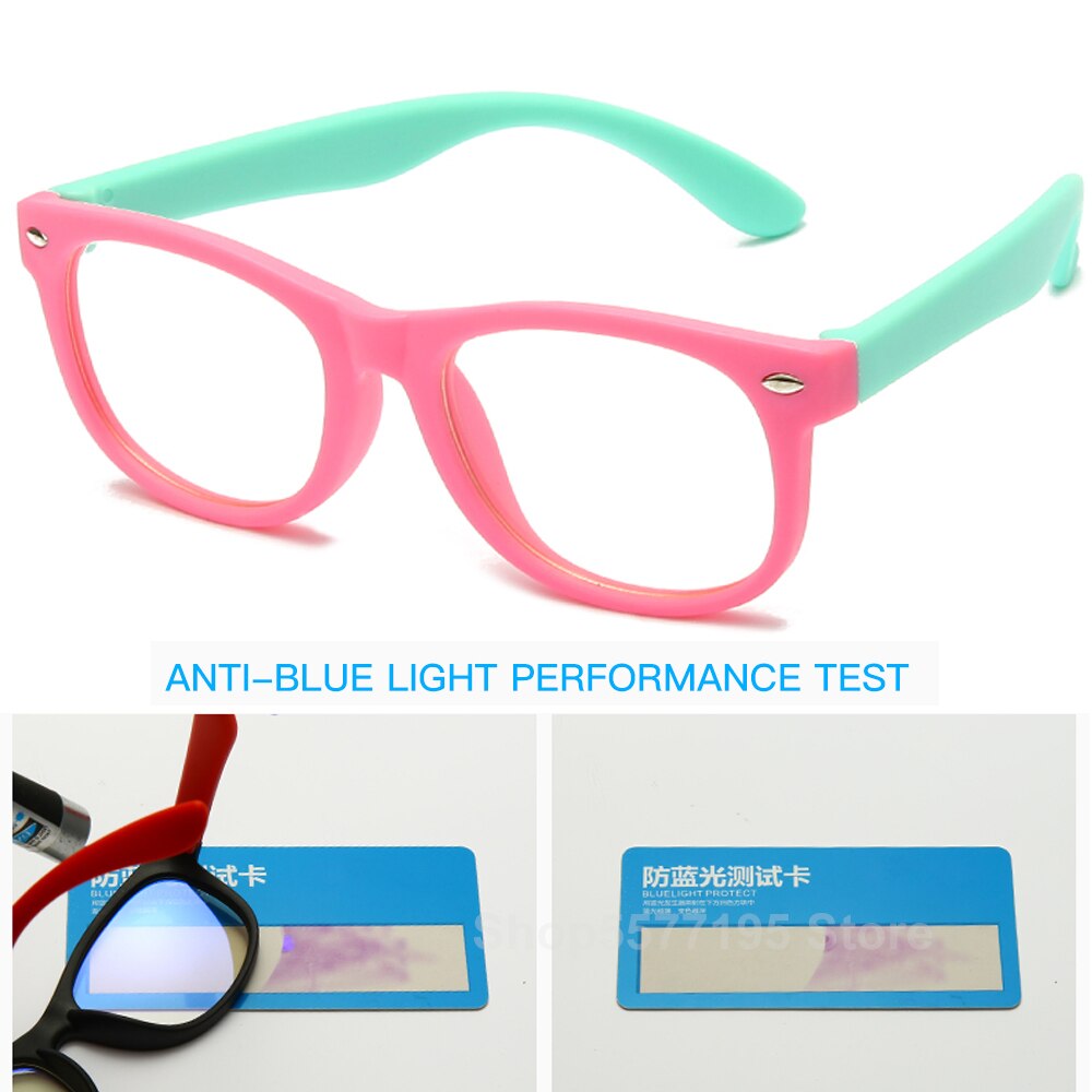 Børns optiske briller fleksibelt sikkert stykke briller almindeligt spejl silikone anti-blå lys beskyttelsesbriller brilleramme
