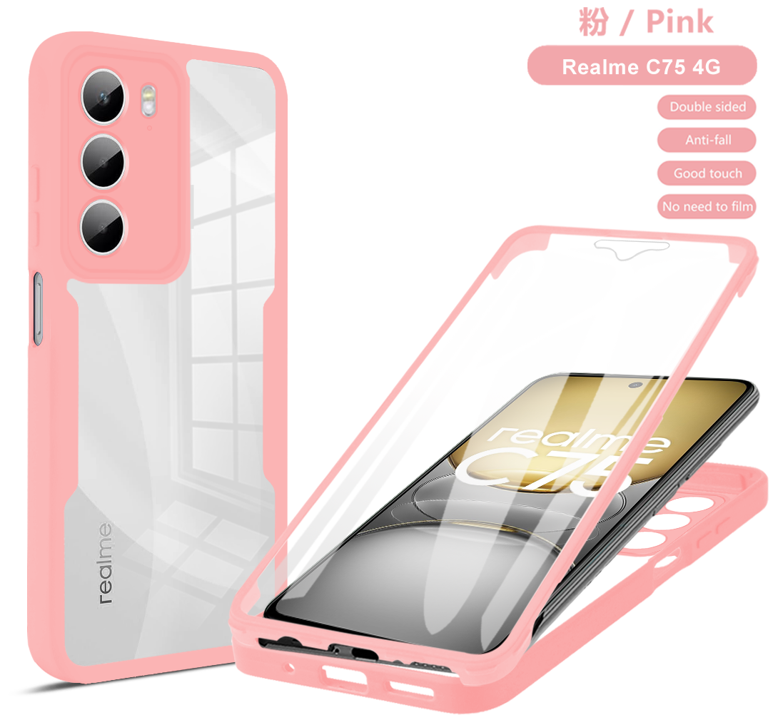 etui na Realme C75 4G, pełna ochrona 360, przezroczyste etui na telefon Realme C75 C 75 RealmeC75 z silikonowym bumperem: Brązowy